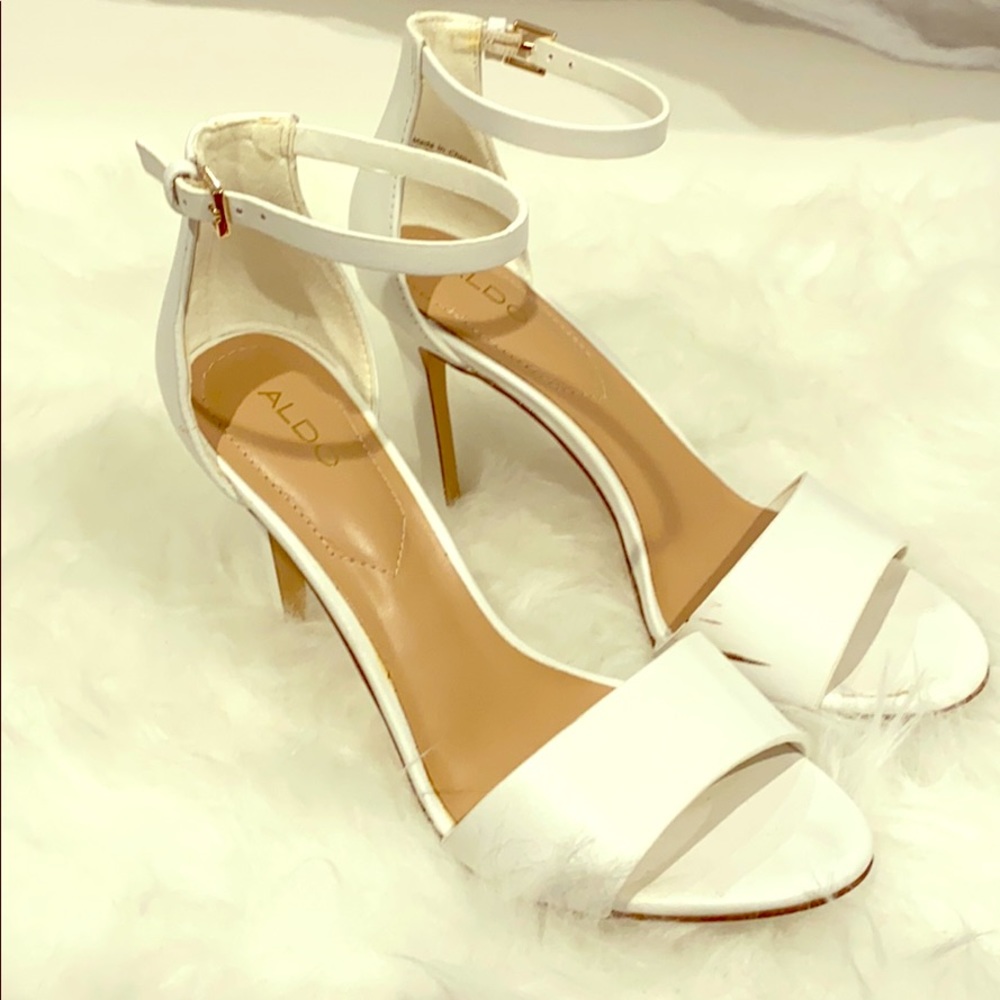 Aldo Ankle Strap 4” Heels in White!